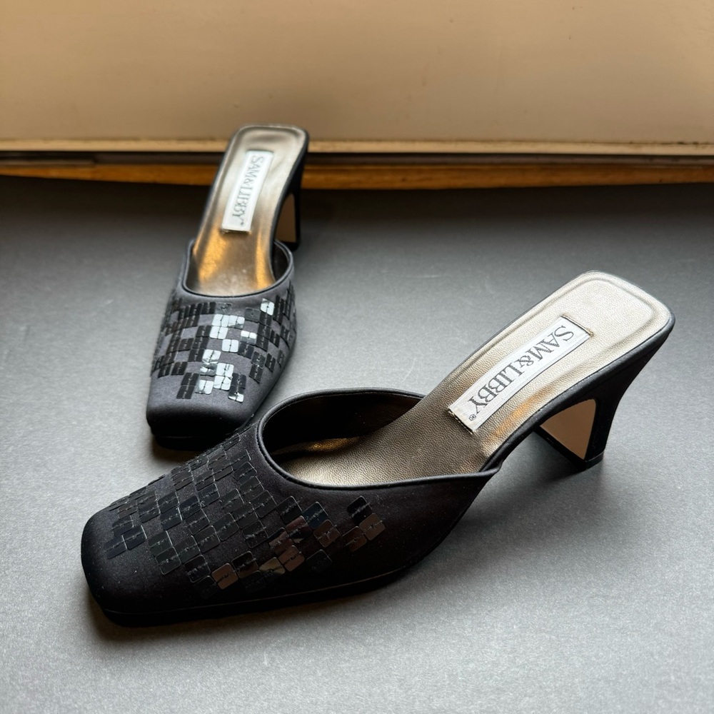 Embellished Black Mule Pumps